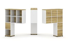 Concept Надставка высокая CN.ONV-002 Дуб Винченцо/Белый Бриллиант/Металл Черный 1099*350*1486 - Фото предпросмотра