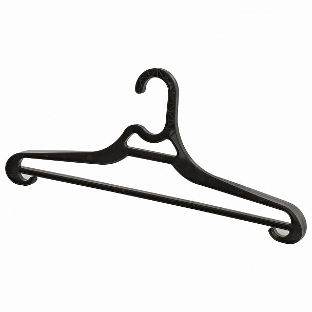 Вешалка-плечики, размер 50-54, пластик, плоская, перекладина, крючки для бретелей, черный, BRABIX, 601655 - Вид 2