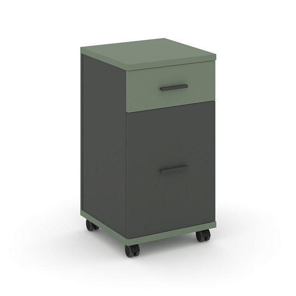 Concept Тумба мобильная 1 ящ.+1 распаш. фасад CN.TUM-011 A Кобо/Антрацит/Металл Антрацит 420*420*782 - Вид 1