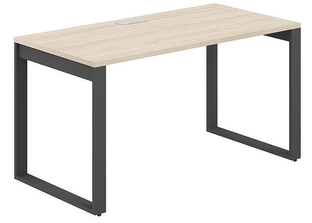 Стол Allegro 1400х700х750  / профиль О-образный: 70х20 антрацит; лючок: серебро; столешница: акация равелло - Вид 1
