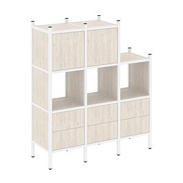 Loft Прямой стеллаж наборный VR.L-15 Денвер светлый/Белый металл 1278*446*1458 - Фото предпросмотра