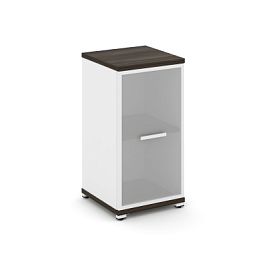 Concept Шкаф 1 узкая секция, 2 ниши CN.STU-213 RMW W Дуб Мали/Белый Бриллиант/Металл Белый/Сатин 420*420*818 - Фото предпросмотра