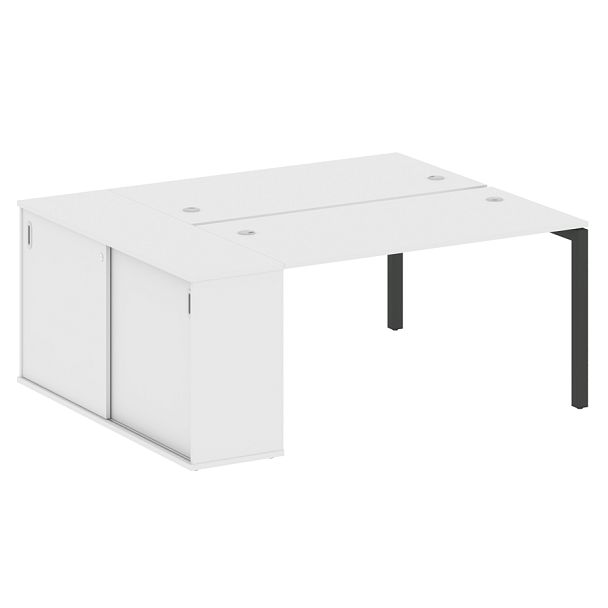 Metal System Quattro Р. ст. с шкафом-купе на П-образном м/к 50БП.РС-СШК-1.3 Т Белый/Антрацит металл 1810*1475*750 - Вид 1