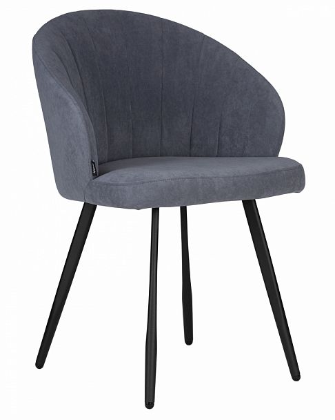 Стул обеденный DOBRIN NAOMI (ЭМАЛЬ ЧЕРНЫЙ МУАР велюр Catania Steel) - Вид 1