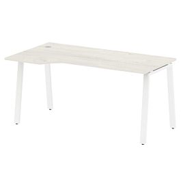 Metal System Стол криволинейный левый на А-образном м/к БА.СА-1 (L) Дуб наварра/Белый металл 1600*900*750 - Фото предпросмотра