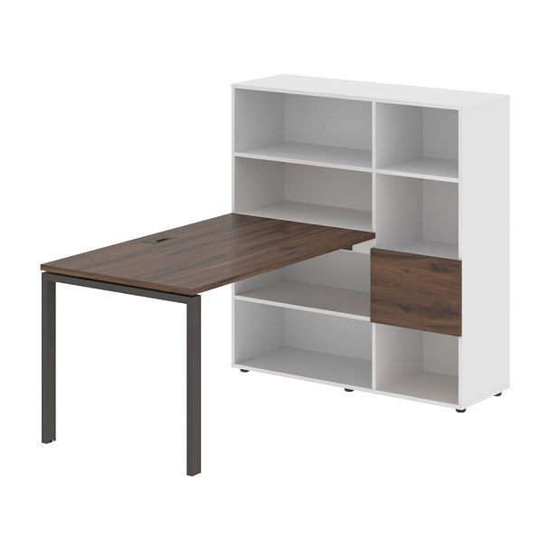 Стол-стеллаж EURST 1213 Дуб Денвер тёмный/Мокко/Белый 1790х1250х1355 EDIS - Вид 1