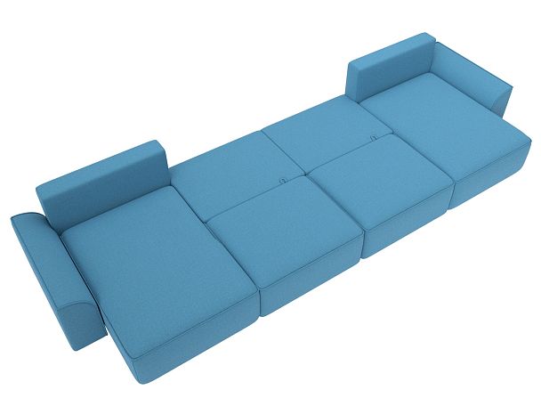 Диван п-образный Лига-048 НПБ лонг Рогожка голубой - Вид 9