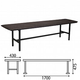 Банкетка без спинки "Берта", 1700х430х475 мм, усиленная, черный каркас, кожзаменитель черный, разборная, БМ 4 К-01 - Фото предпросмотра