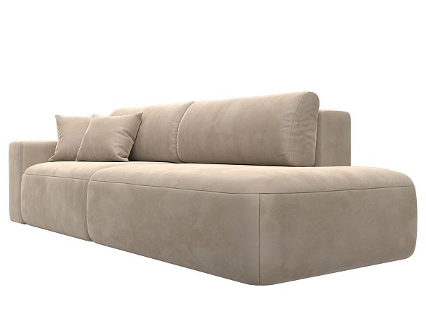 Диван прямой Лига-036 Модерн подлокотник слева Велюр бежевый - Вид 4