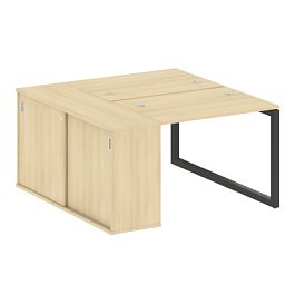 Metal System Quattro Р. ст. с шкафом-купе на О-образном м/к 50БО.РС-СШК-1.1 Т Акация/Антрацит металл 1410*1475*750 - Фото предпросмотра