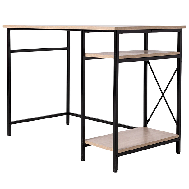 Стол BRABIX "SMART CD-018", 1100х600х765 мм, ЛОФТ, 2 полки, металл/ЛДСП ясень шимо светлый, каркас черный, 641945 - Вид 8