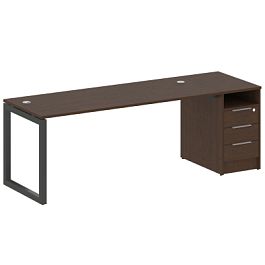 Metal System Quattro Р. ст. с тумбой на О-образном м/к 50БО.РС-СТП-1.5 Венге/Антрацит металл 2212*720*750 - Фото предпросмотра