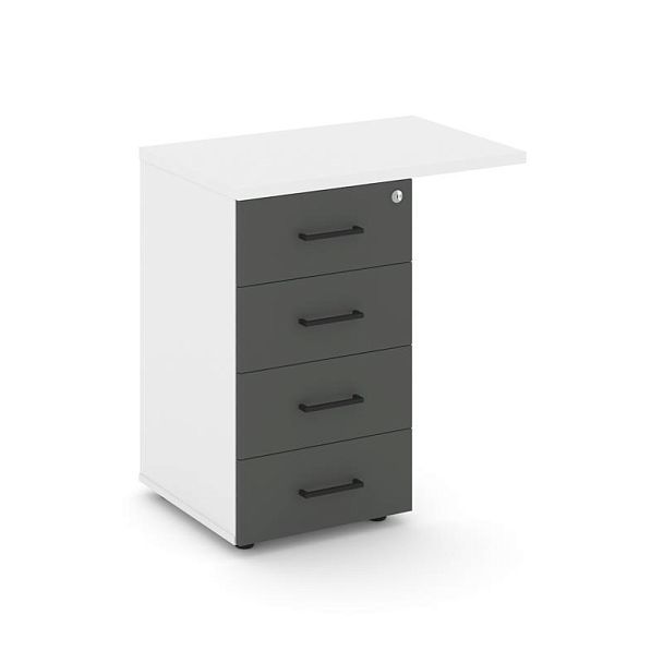 Стайл Проджект Тумба приставная SN.TPP-002 Белый/Белый/Антрацит/Черный Ручки 416/700*460*750 - Вид 1