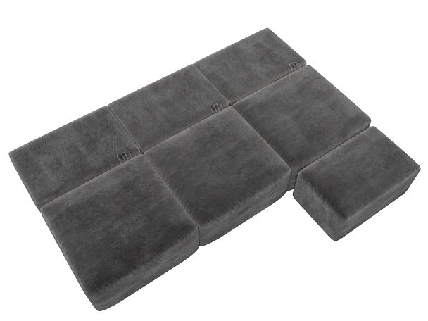 Диван угловой модульный с пуфом Лига-060 НПБ Лонг угол универсальный Велюр серый - Вид 9