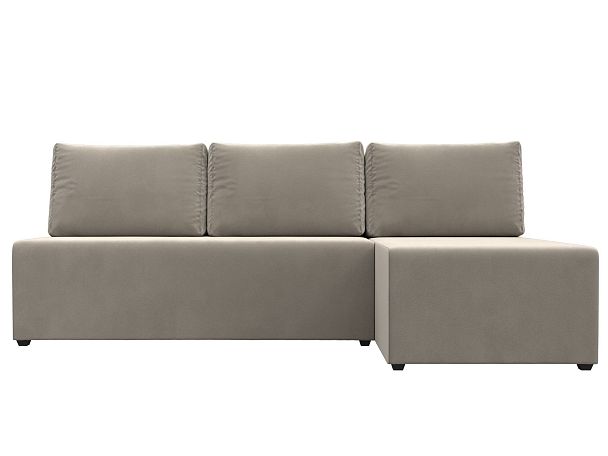 Угловой диван Поло правый (полностью микровельвет бежевый) - Вид 2