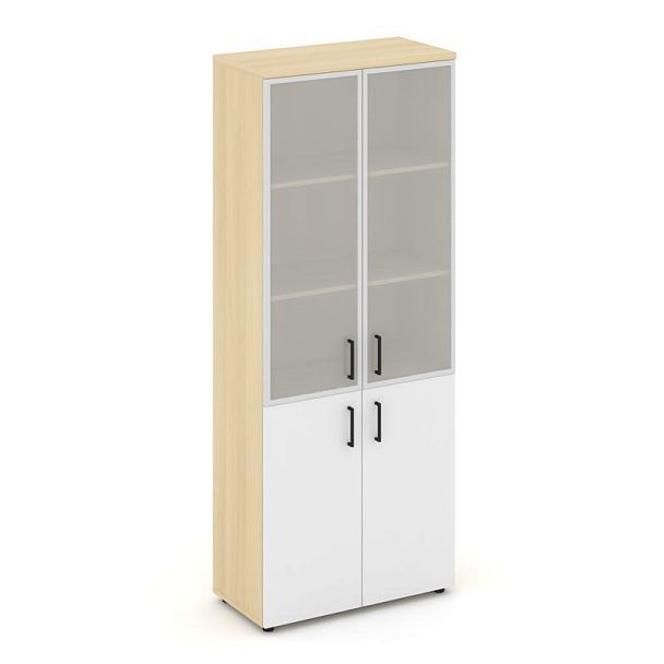 Style Project Шкаф высокий широкий SN.STS.E-103 Акация Лорка/Белый/Сатин/Черный Ручки 796*400*1982 - Вид 1