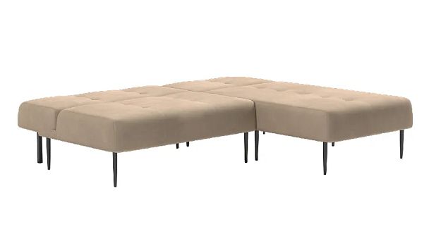 Monaco диван-кровать с шезлонгом, без подлокотников, бархат бежевый 5 - Вид 7