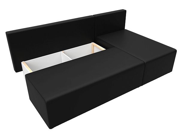 Угловой диван Поло правый (полностью экокожа черная) - Вид 7