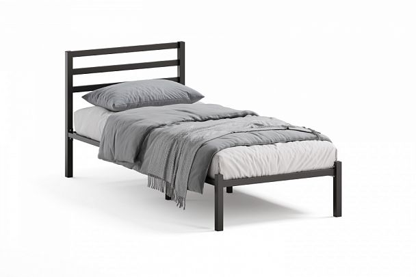 Кровать  металлическая Сталь 1200*2000, цвет черный - Вид 1