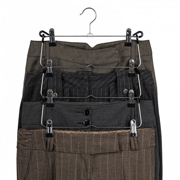 Вешалка-плечики качели, 4 секции, металлическая, с клипсами для юбок и брюк, BRABIX, 607472 - Вид 7