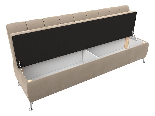 Кухонный прямой диван Кантри (полностью велюр бежевый) - Вид 6