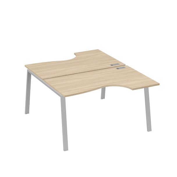Рабочая станция столы (2х140) эргономичные Классика каркасTRE A4 А4 Б3 184  БП дуб скандинавский / металлокаркас серый - Вид 1