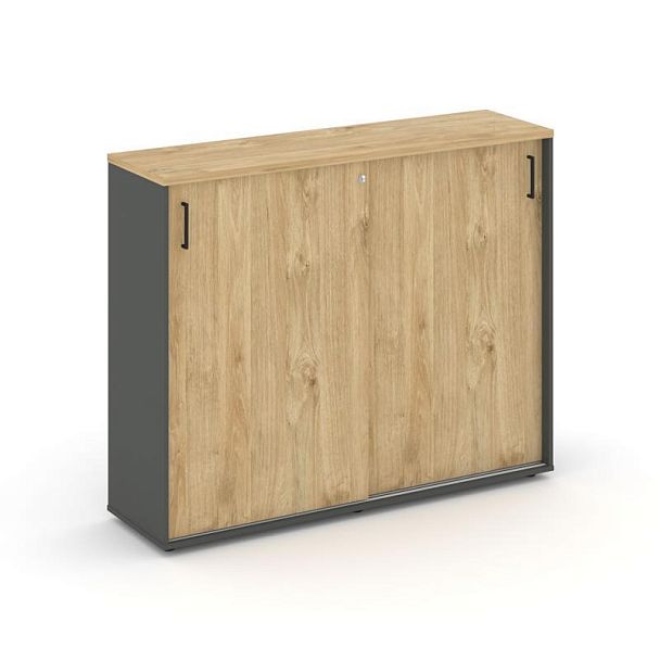 Стайл Проджект Тумба опорная/приставная SN.TOP-173 Антрацит/Тиквуд Светлый/Черный Ручки 1632*400*115 - Вид 1