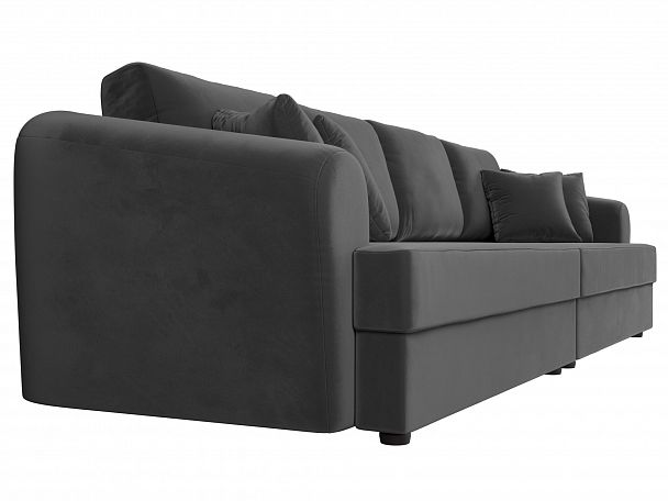 Прямой диван Милтон (полностью велюр серый) - Вид 3