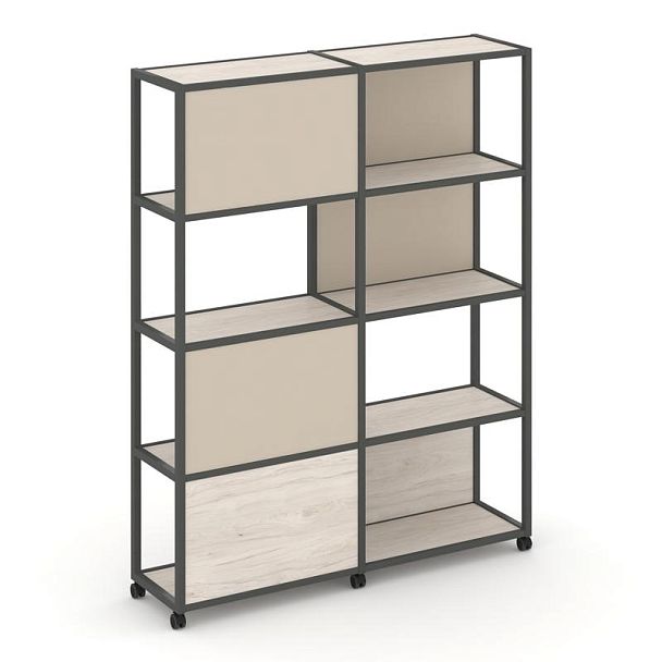 Shelf Mobile Стеллаж 5 уровней 2 секции VR.LT-STK-515.08 Денвер Светлый/Металл Антрацит/W-04 1570*400*2000 - Вид 1