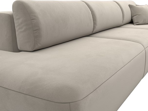 Диван прямой Лига-036 Модерн Лонг подлокотник справа Микровельвет бежевый - Вид 3