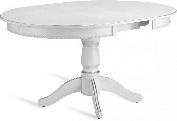 Стол деревянный раздвижной Вэлт D110(150)х110х76 Белый с серебряной патиной - Вид 2