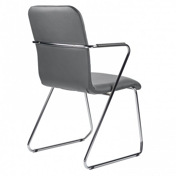 Кресло для приемных и переговорных BRABIX "Visit CF-101", хром, экокожа, темно-серое, 532561 - Вид 5