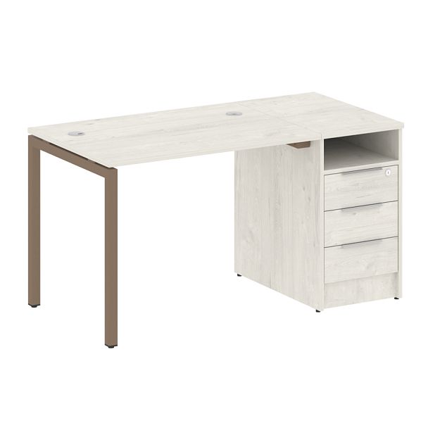 Metal System Quattro Р. ст. с тумбой на П-образном м/к 40БП.РС-СТП-1.1 Дуб наварра/Мокко металл 1412*720*750 - Вид 1