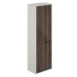 Шкаф высокий узкий (для одежды), 640х410х1994  / корпус: жемчужно-серый, фасады: дуб адриа Риф / Reef - Фото предпросмотра