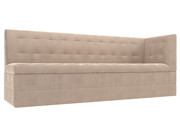 Кухонный диван Бриз с углом (полностью велюр бежевый) - Вид 1