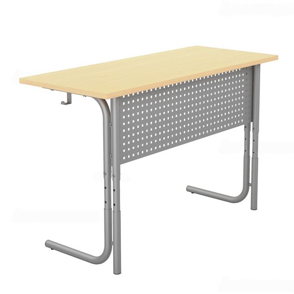 Стол ученический 100РП, 2-местный, регулируемый (экран-перфорация) на круглой трубе (м/к Коричневый, Серый, Черный), гр.5-7 - Вид 3