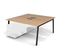 MATRIX 121В302-A Стол прямой, опора на тумбу, Merida (А-опоры) 1580х1590х775 Швейц-й вяз/Темно-серый - Фото предпросмотра