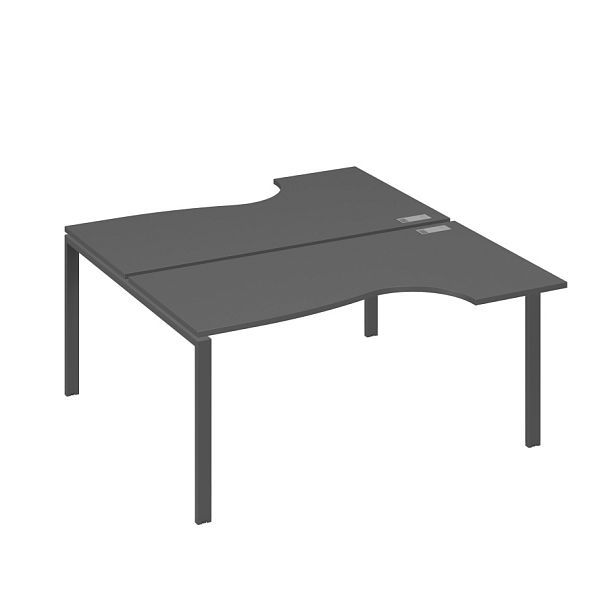 Станция на каркасе UNO (2х160) столы Классика A4 А4 Б1 185 БП антрацит премиум / металлокаркас антрацит - Вид 1