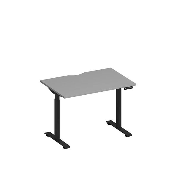 Стол письменный на электроприводе с вырезом Elevo А2 ЧР 001.2 СЕ серый / черный гладкий - Вид 1