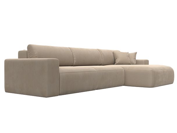 Диван угловой Лига-036 Классик Лонг правый угол Велюр бежевый - Вид 3