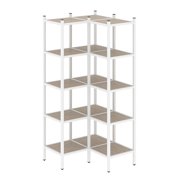 Loft Угловой внутренний стеллаж наборный VR.L-32 Дуб аттик/Белый металл 862*862*1869 - Вид 1