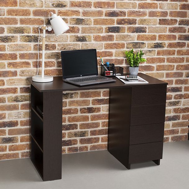 Стол письменный/компьютерный BRABIX "Scandi CD-016", 1100х500х750мм, 4 ящика, венге, 641893, ЦБ013707-3 - Вид 10