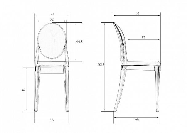 Стул обеденный DOBRIN VICTORIA GHOST (цвет прозрачный) - Вид 9