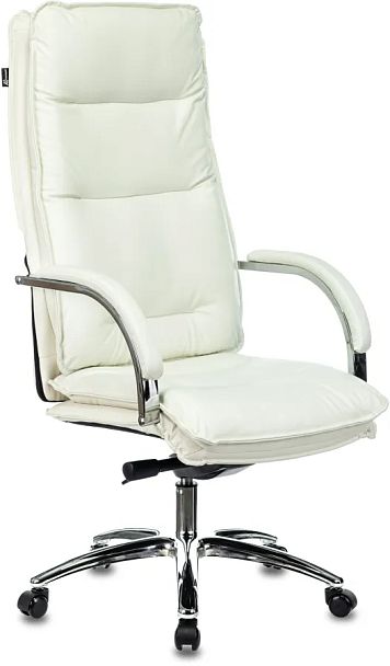 Кресло руководителя Бюрократ T-9927SL слоновая кость кожа крестов. хром - Вид 1