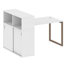 Metal System Quattro Стол письменный с шкафом-купе на О-образном м/к 40БО.РС-СШК-3.2 Т Белый/Мокко металл 1610*1120*1098 - Фото предпросмотра