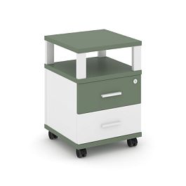 Concept Тумба мобильная 2 ящ. с надставкой CN.TUM-002 W Кобо/Белый Бриллиант/Металл Белый 420*420*615 - Фото предпросмотра