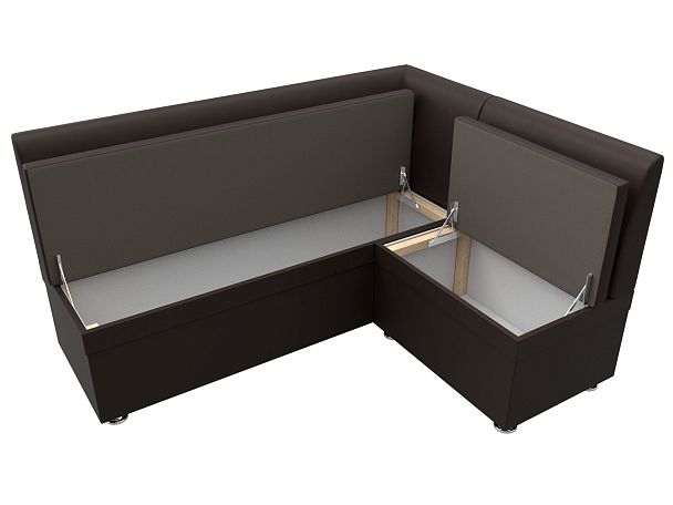 Кухонный угловой диван Уют правый (полностью экокожа коричневая) - Вид 7