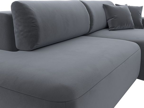Диван угловой Лига-036 Модерн правый угол Велюр серый - Вид 6