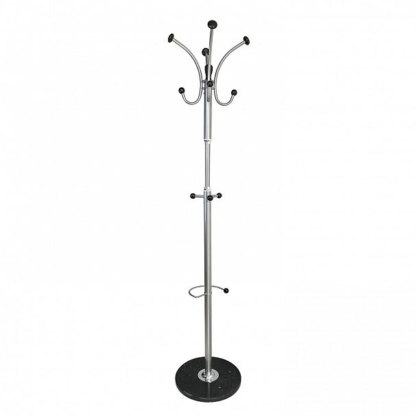 Вешалка-стойка BRABIX "CR-855" на мраморном диске, металл, 4+3 крючка, цвет серебристый, 606434 - Вид 2