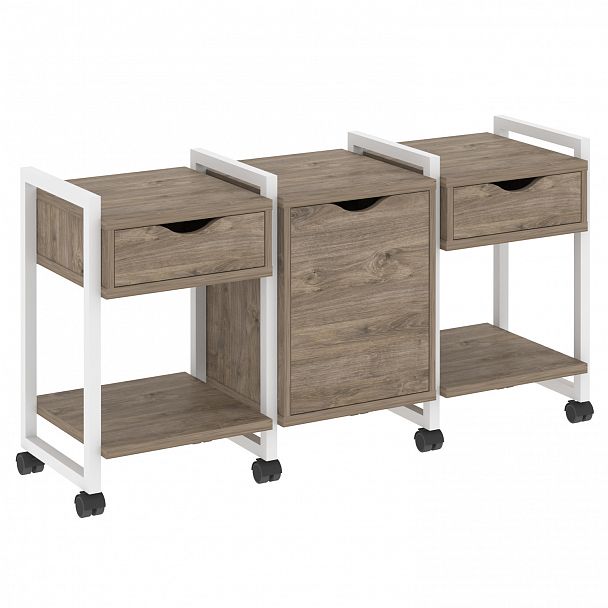 Тумба на колесах наборная "Loft" VR.L-TN-6.K тиквуд темный/белый - Вид 1